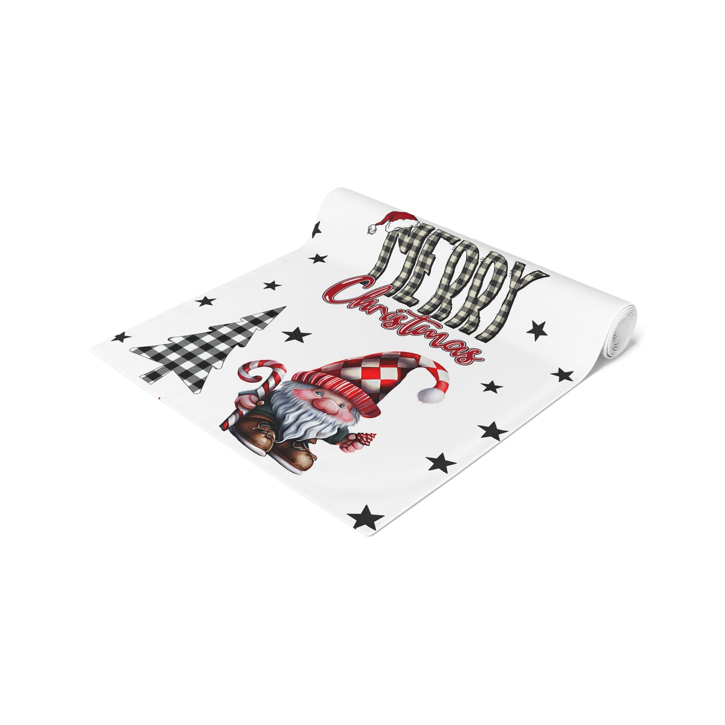 Christmas Table Runner, Festive Holiday Decor, Merry Christmas Cotton Poly Runner, Xmas Dining Table Decoration, Christmas Party Supplies by Printify