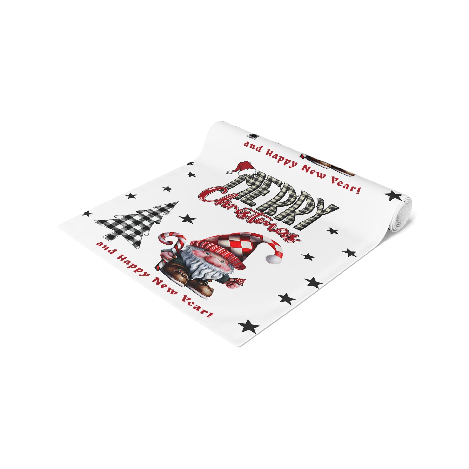 Christmas Table Runner, Festive Holiday Decor, Merry Christmas Cotton Poly Runner, Xmas Dining Table Decoration, Christmas Party Supplies by Printify