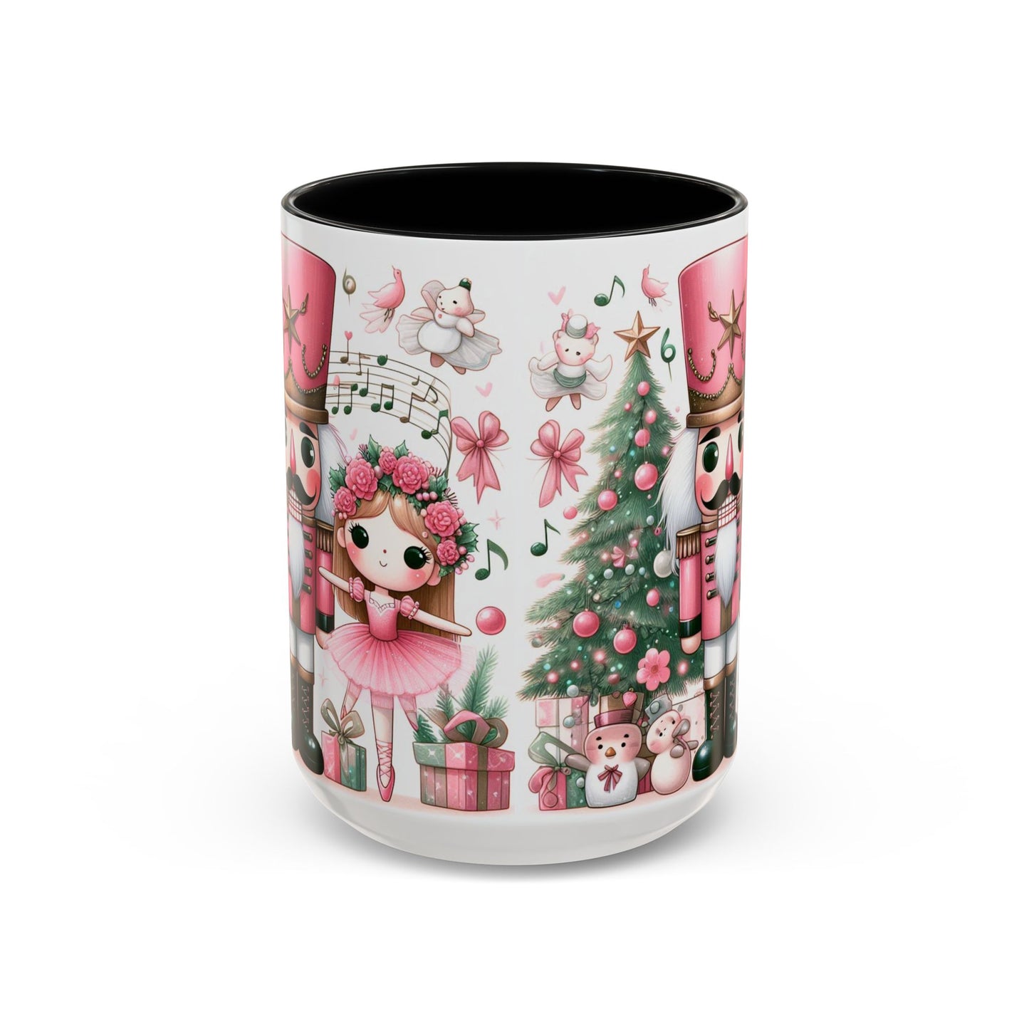 Coffee Mug, Nutcracker Pink Christmas Decoration, Festive Holiday Tea Cup, Unique Ceramic Drinkware, Kitchen Home Decor by Printify