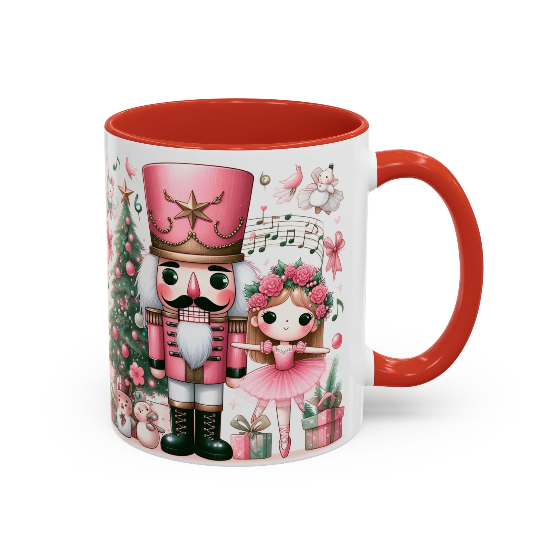 Coffee Mug, Nutcracker Pink Christmas Decoration, Festive Holiday Tea Cup, Unique Ceramic Drinkware, Kitchen Home Decor by Printify