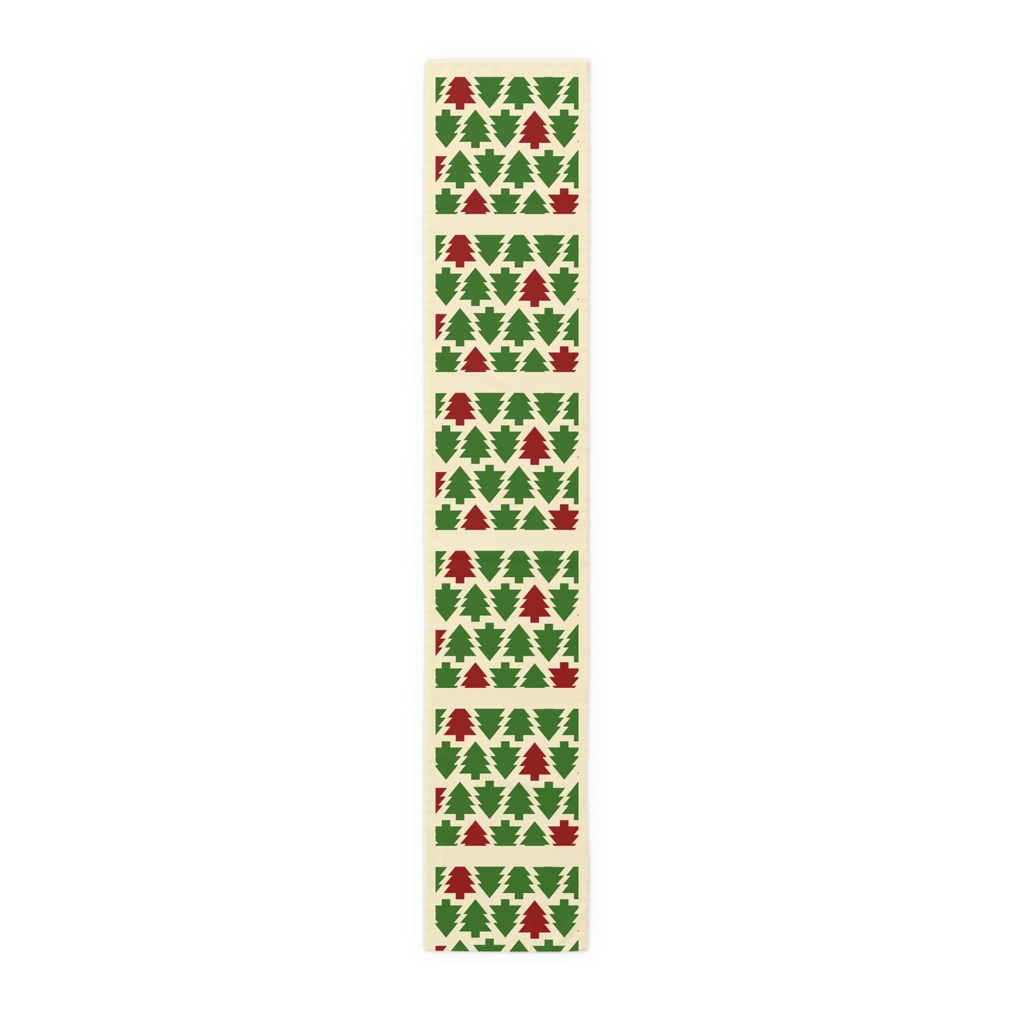 Christmas Trees Red Green Table Runner, Holiday Table Decor, Holiday Dinner Accessories - Cotton, Poly, Festive Table Linens, Christmas Home by Printify