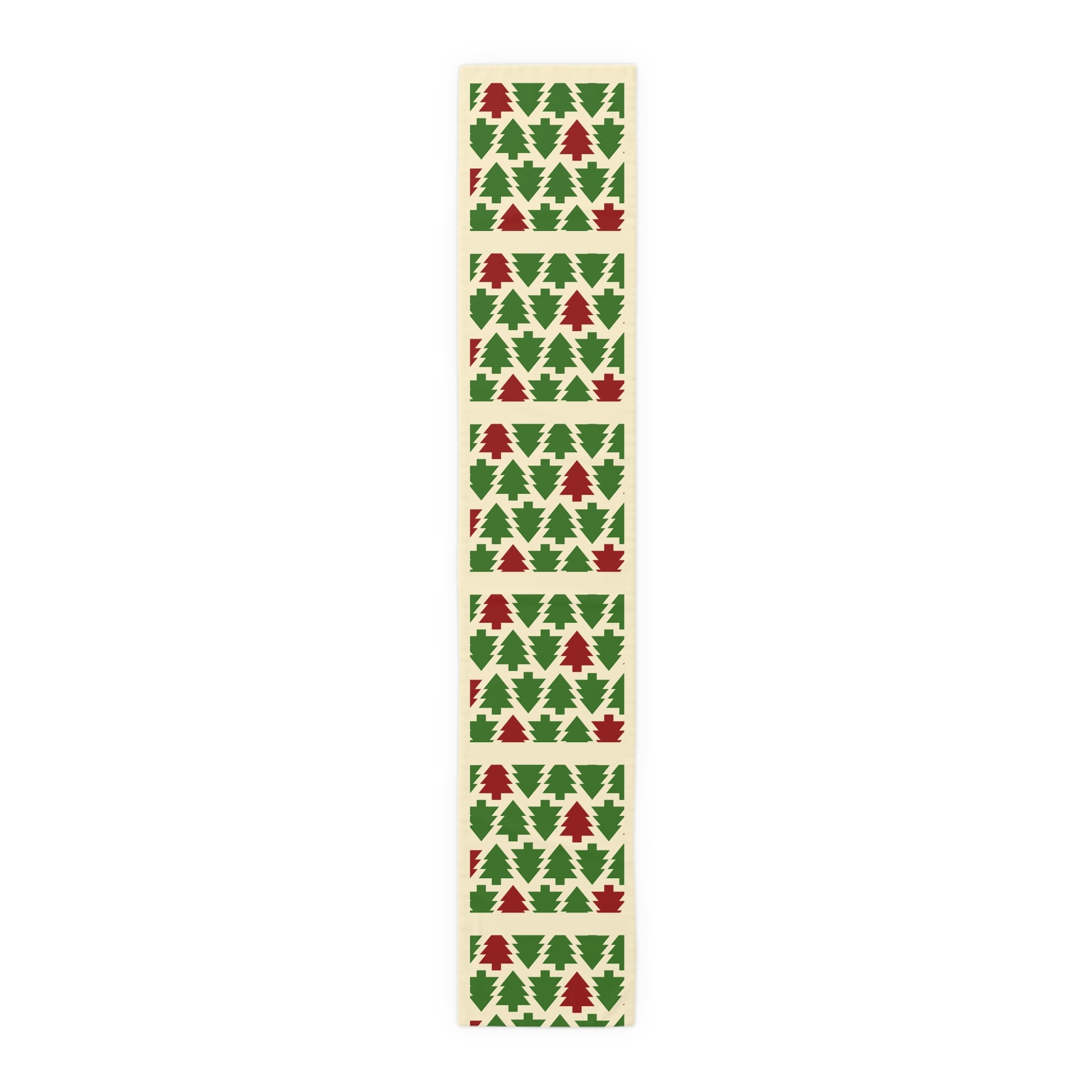 Christmas Trees Red Green Table Runner, Holiday Table Decor, Holiday Dinner Accessories - Cotton, Poly, Festive Table Linens, Christmas Home by Printify