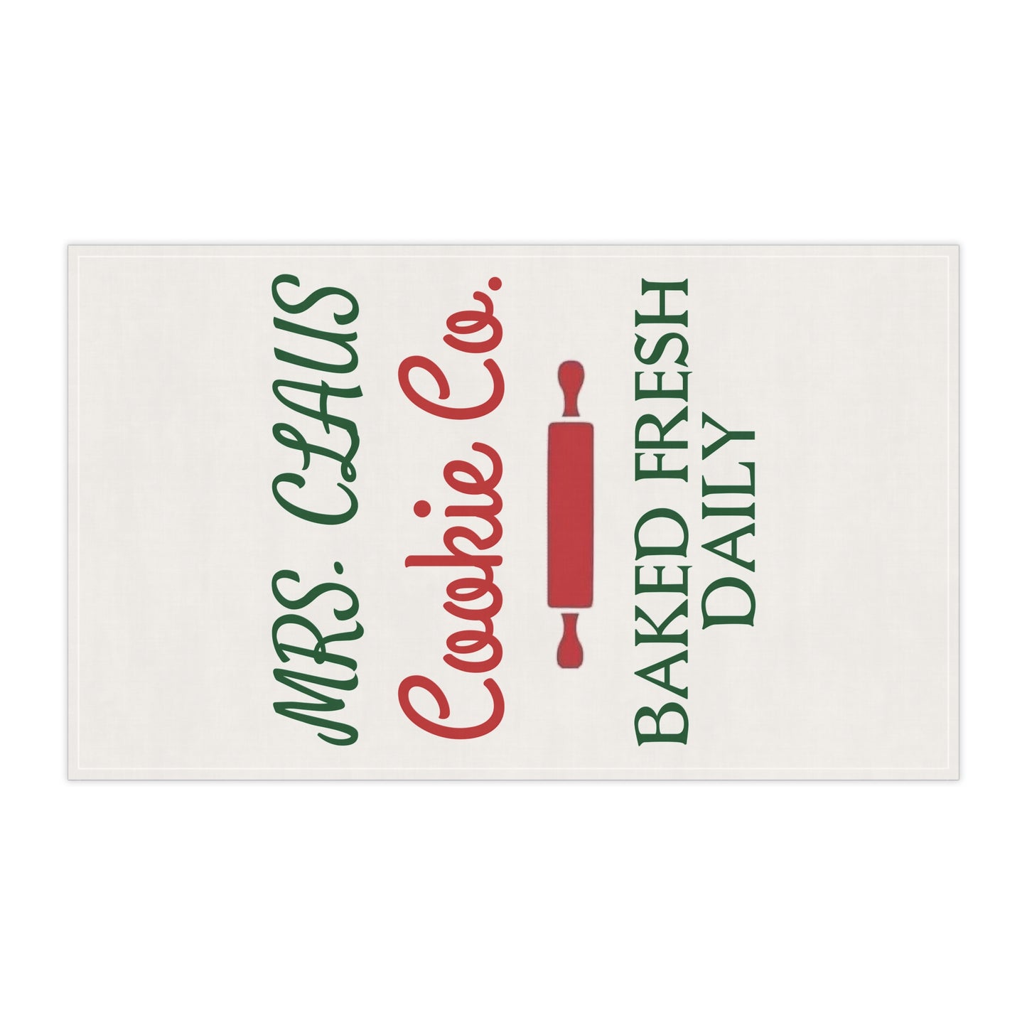 Mrs Claus Cookie Co Tea Towels, Christmas Kitchen Decor, Baked Fresh Daily, Holiday Hostess Gift, Cotton Poly Dish Towels by Printify