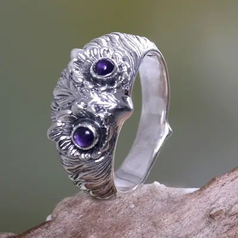 Retro Fashion Cute Purple Eyes Owl Ring by cj