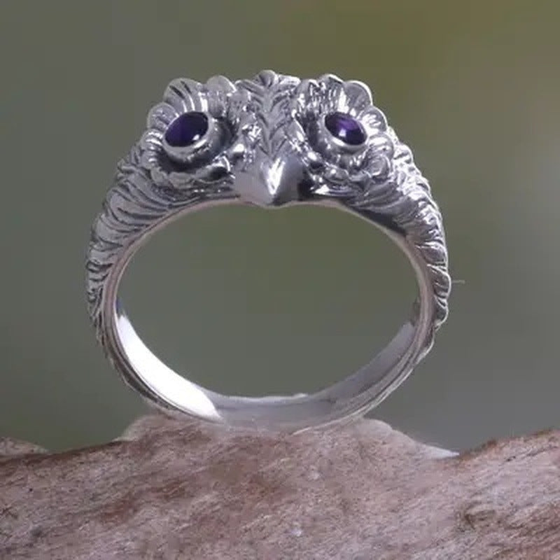 Retro Fashion Cute Purple Eyes Owl Ring by cj