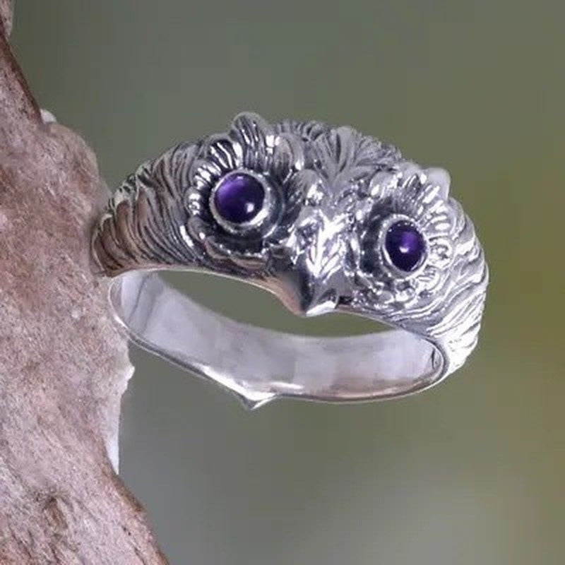 Retro Fashion Cute Purple Eyes Owl Ring by cj
