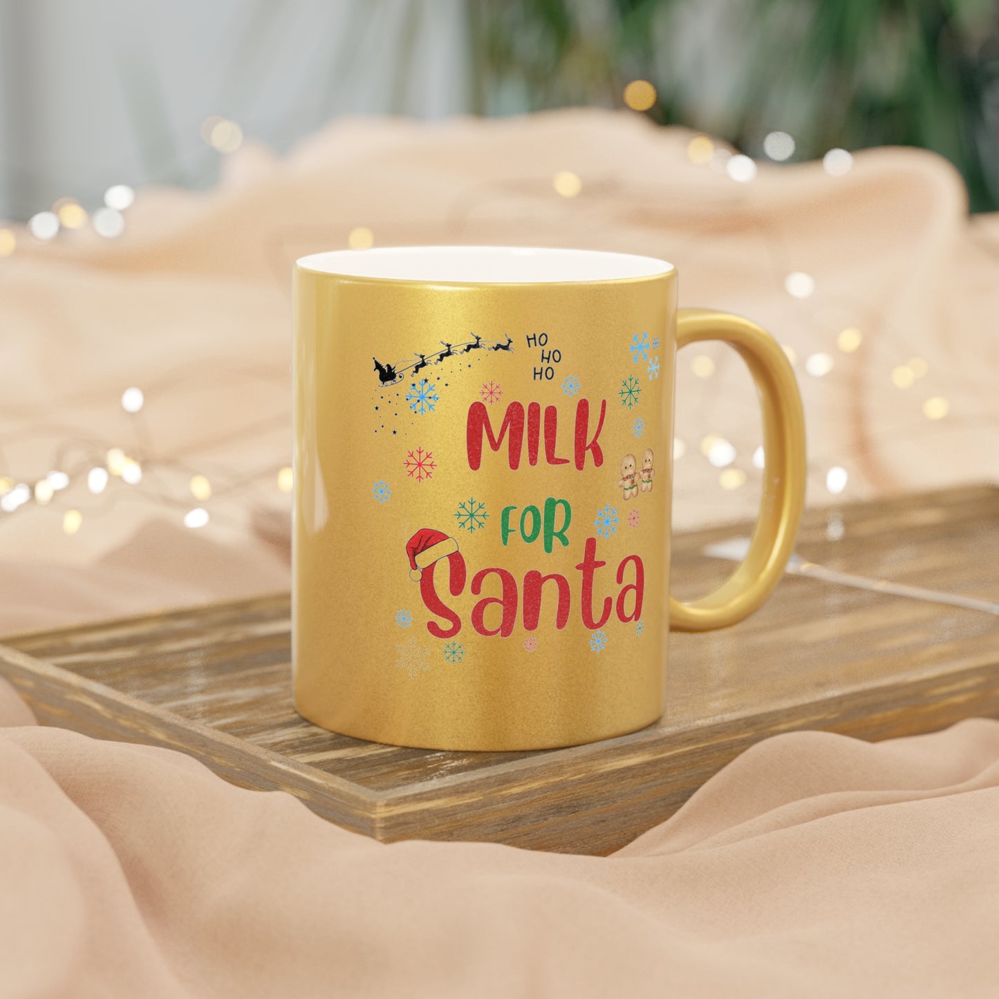 Metallic Mug, Santa Milk Mug, Christmas Gift, Silver Gold Mug, Holiday Mug, Festive Drinkware, Kitchen Decor by Printify