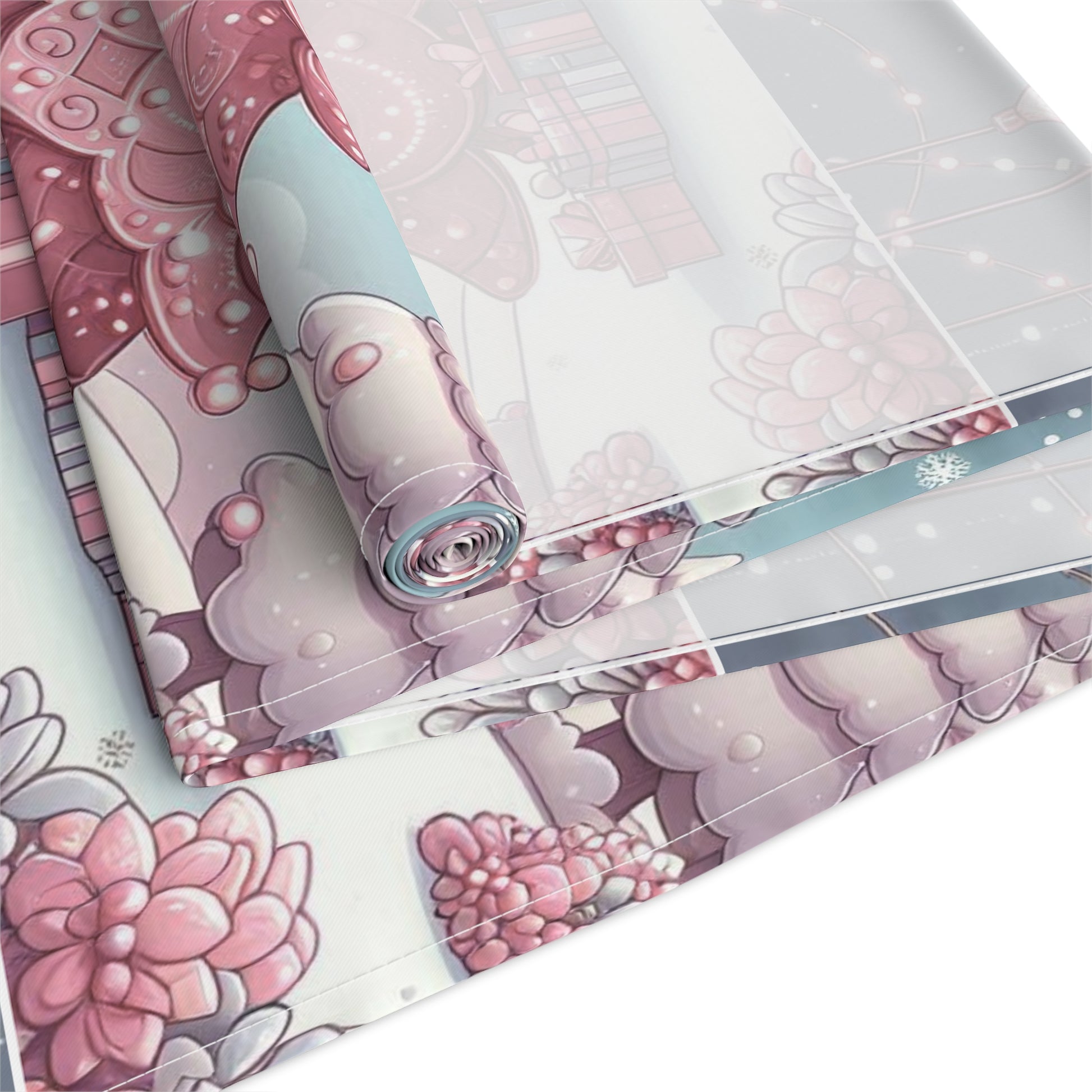 Christmas Table Runner, Holiday Decor, Cotton Table Runner, Festive Dining, Pink Christmas Tree, Hostess Gift by Printify