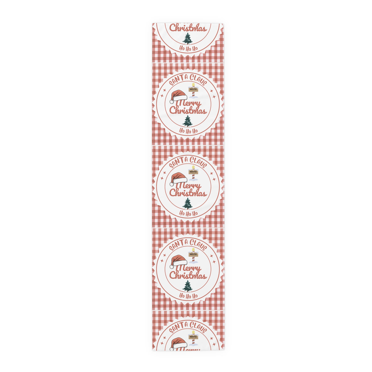 Table Runner, Christmas Decoration Santa Claus Ho Ho Ho, Red White, Cotton Poly, Home Decor, Holiday Table Linen, Festive Dining Accessories by Printify