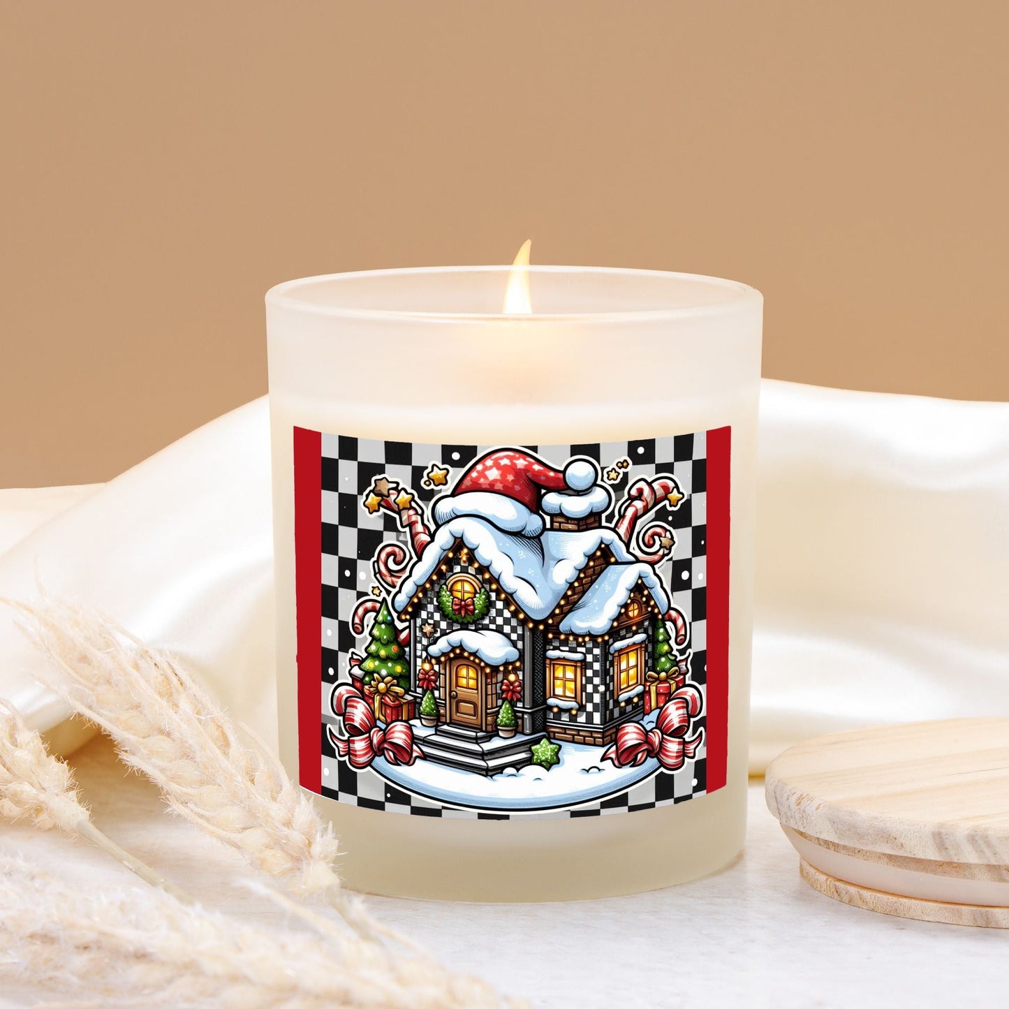 Candle Frosted Glass (Hand Poured 11 oz) Christmas House by ChristmasLoving.Shop