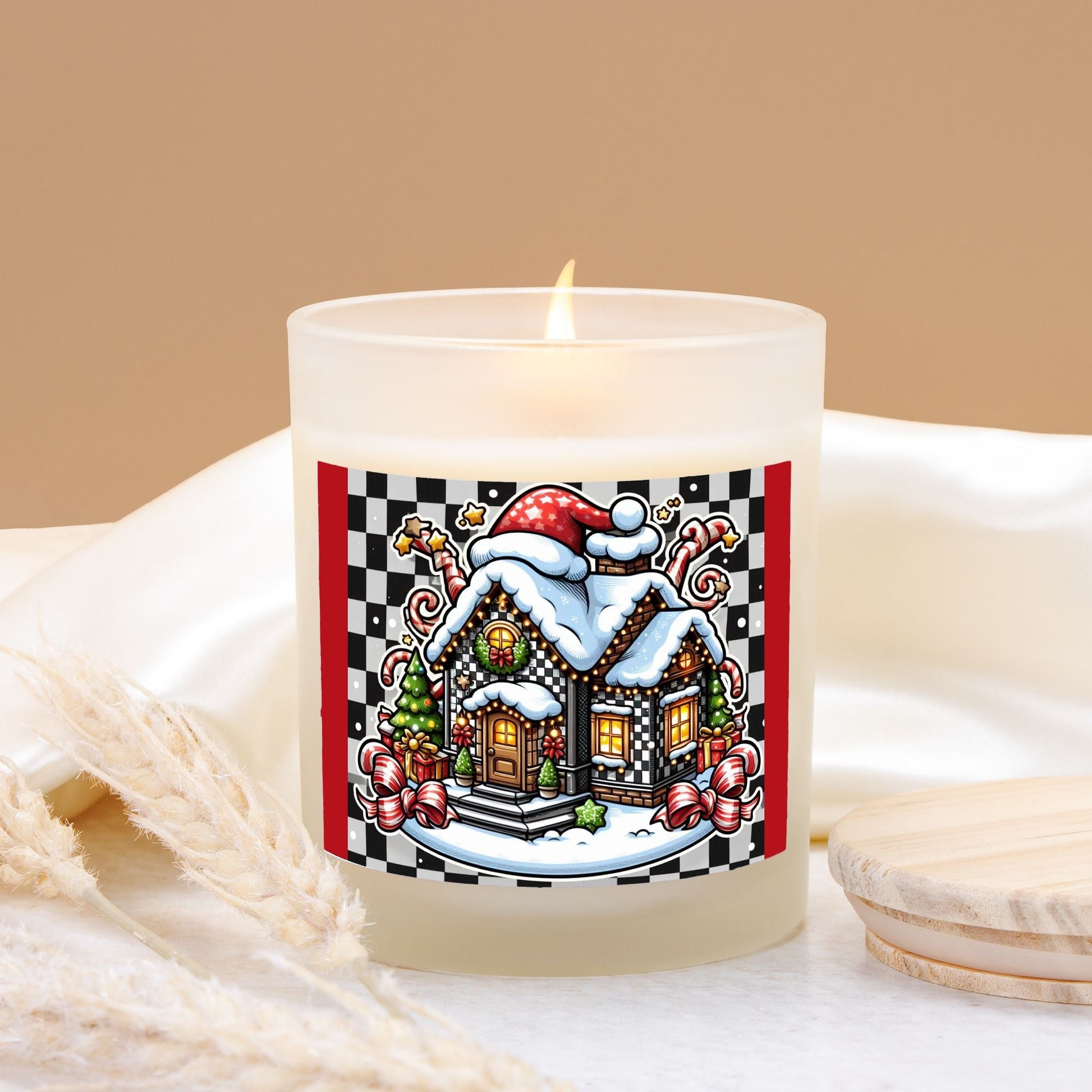 Candle Frosted Glass (Hand Poured 11 oz) Christmas House by ChristmasLoving.Shop