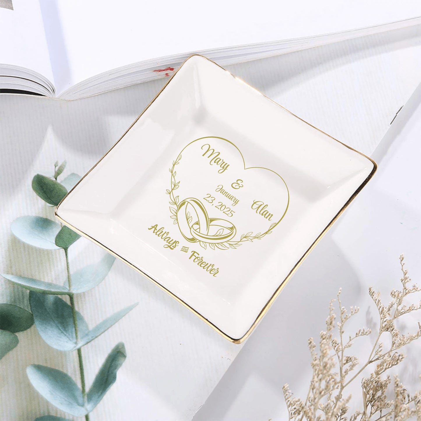 Ceramic Square Plates, Weddings Day Appetizers, Personalized Dinner Decor, Romantic Custom Plates, Table Setting Gift, Wedding Day by popcustoms