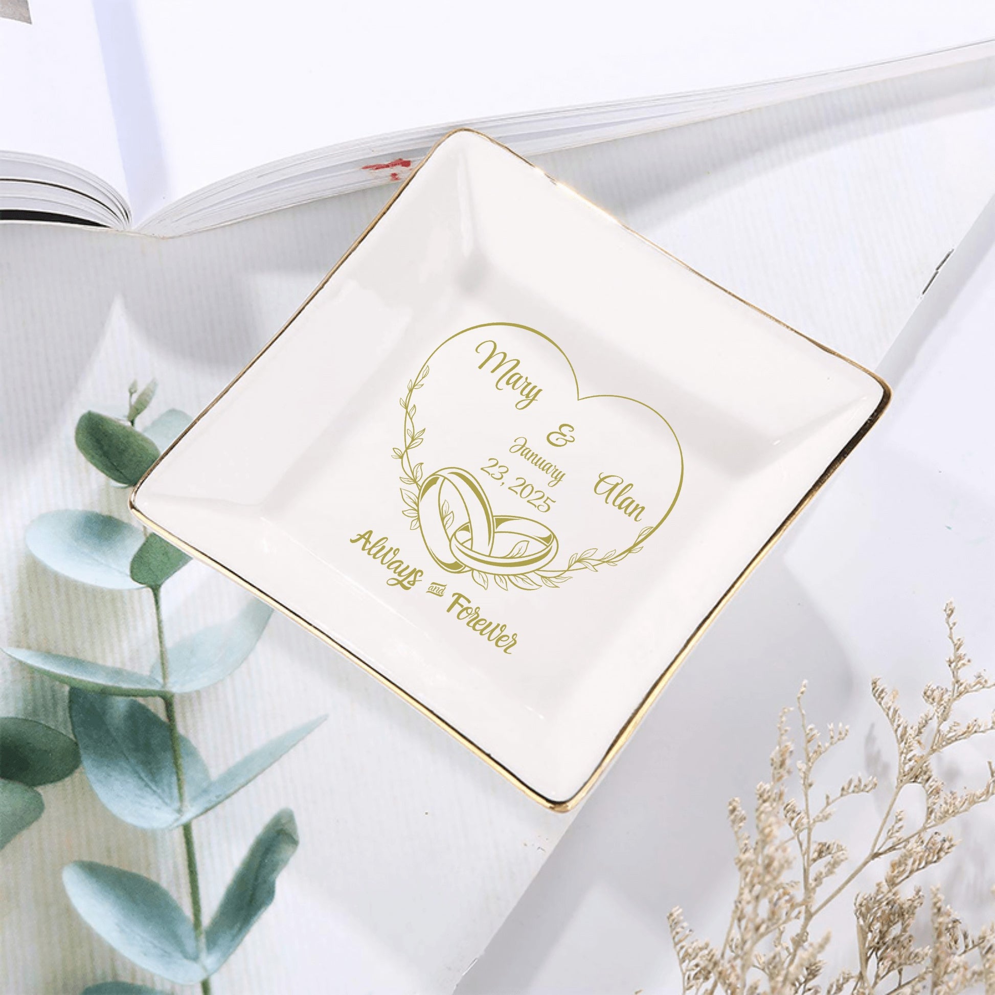 Ceramic Square Plates, Weddings Day Appetizers, Personalized Dinner Decor, Romantic Custom Plates, Table Setting Gift, Wedding Day by popcustoms