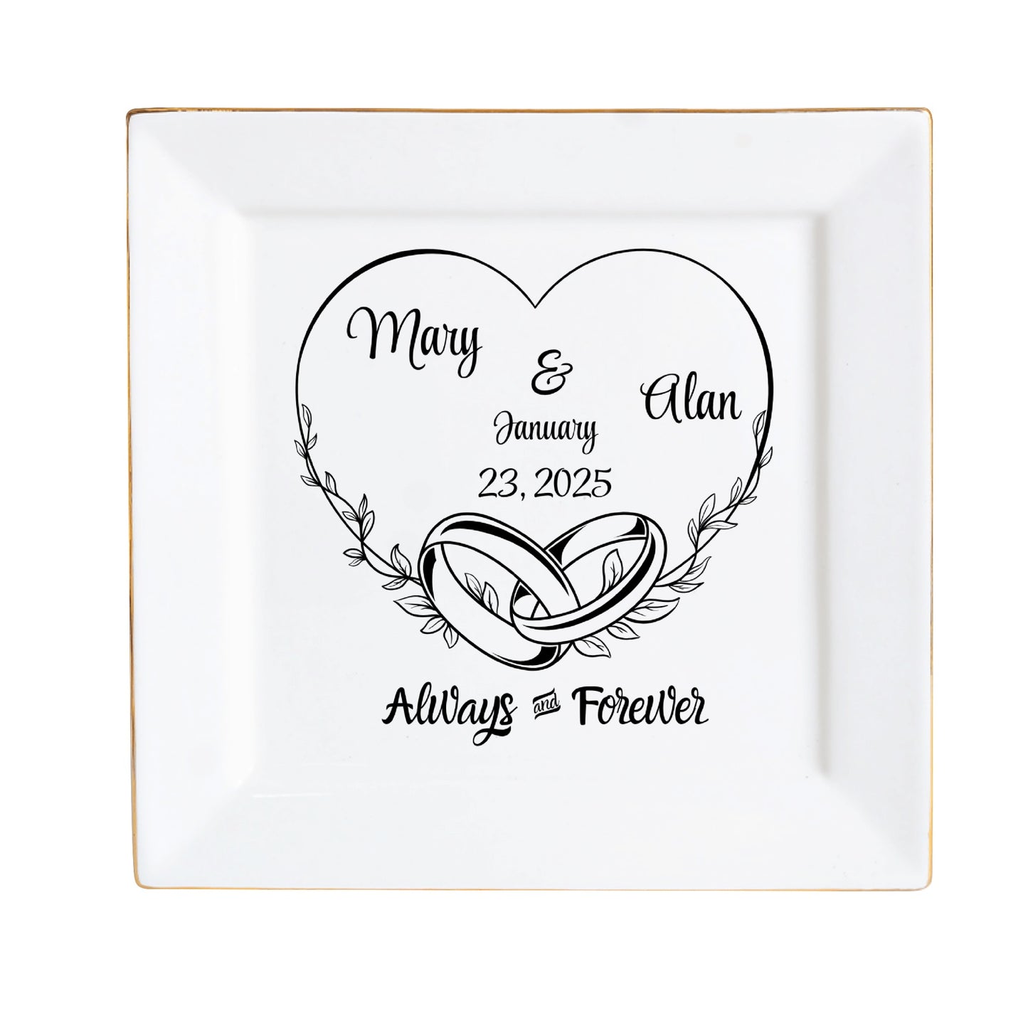 Ceramic Square Plates, Weddings Day Appetizers, Personalized Dinner Decor, Romantic Custom Plates, Table Setting Gift by popcustoms