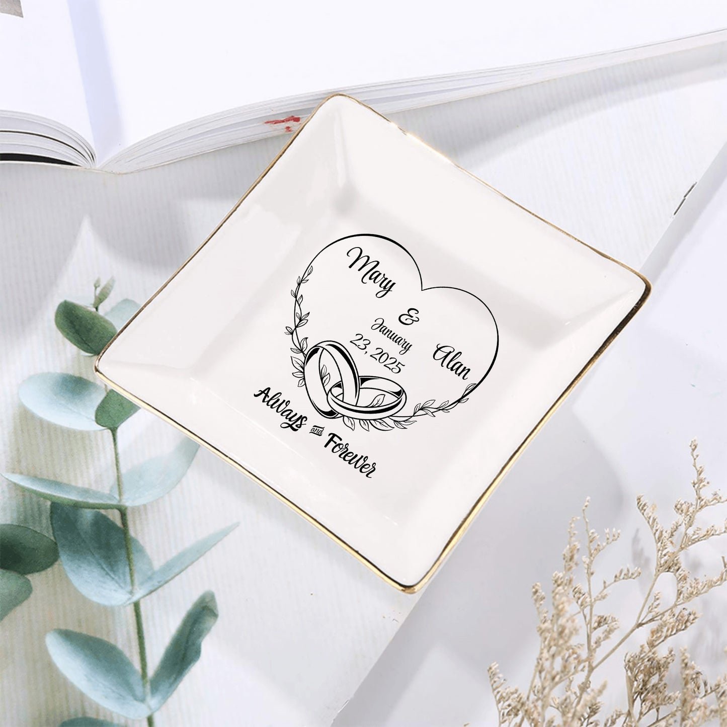 Ceramic Square Plates, Weddings Day Appetizers, Personalized Dinner Decor, Romantic Custom Plates, Table Setting Gift by popcustoms