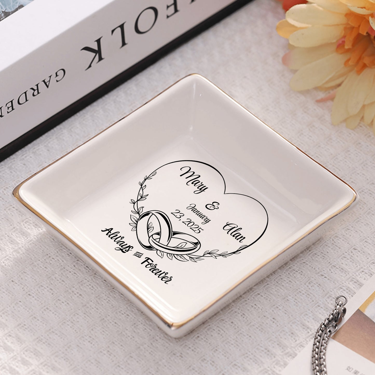 Ceramic Square Plates, Weddings Day Appetizers, Personalized Dinner Decor, Romantic Custom Plates, Table Setting Gift by popcustoms