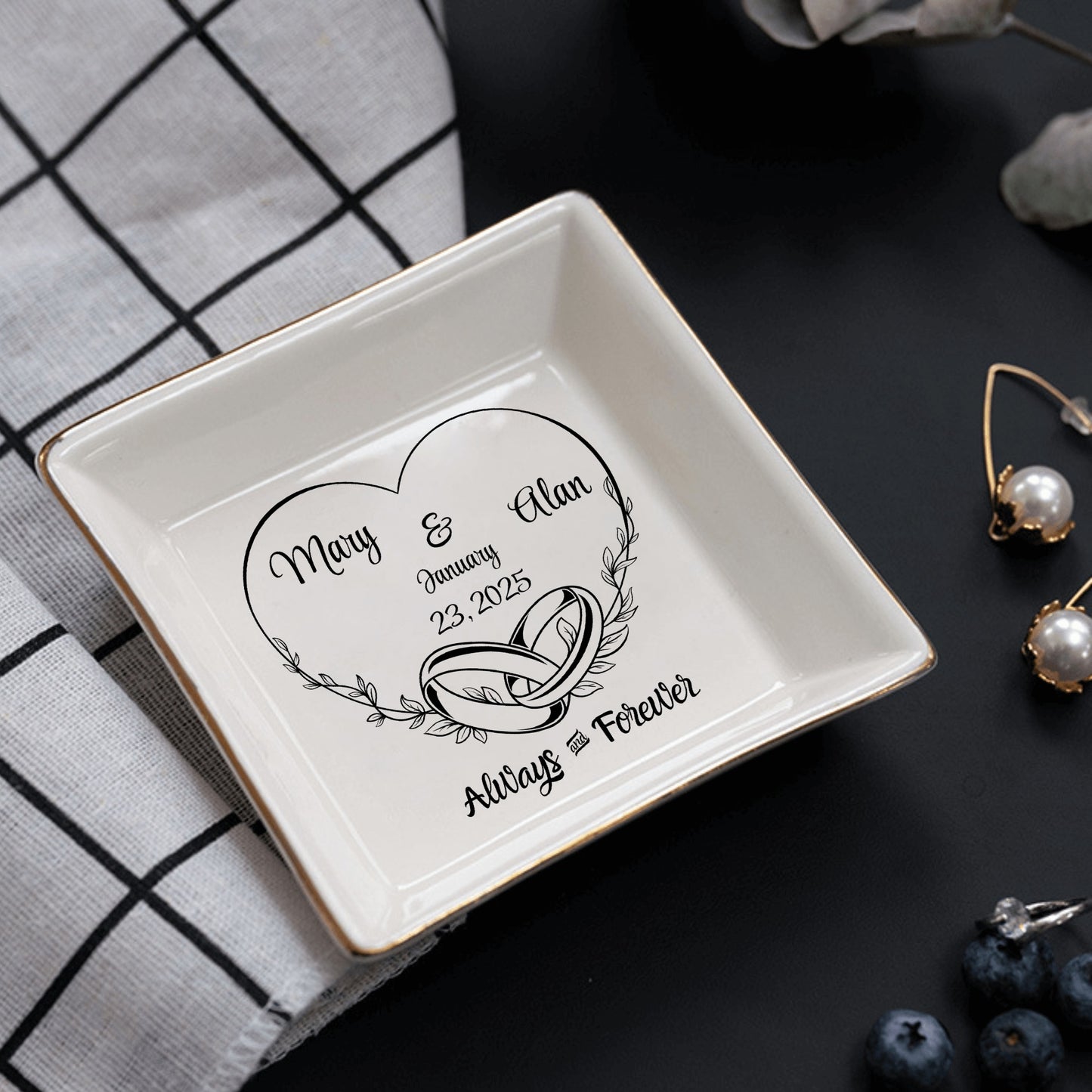 Ceramic Square Plates, Weddings Day Appetizers, Personalized Dinner Decor, Romantic Custom Plates, Table Setting Gift by popcustoms