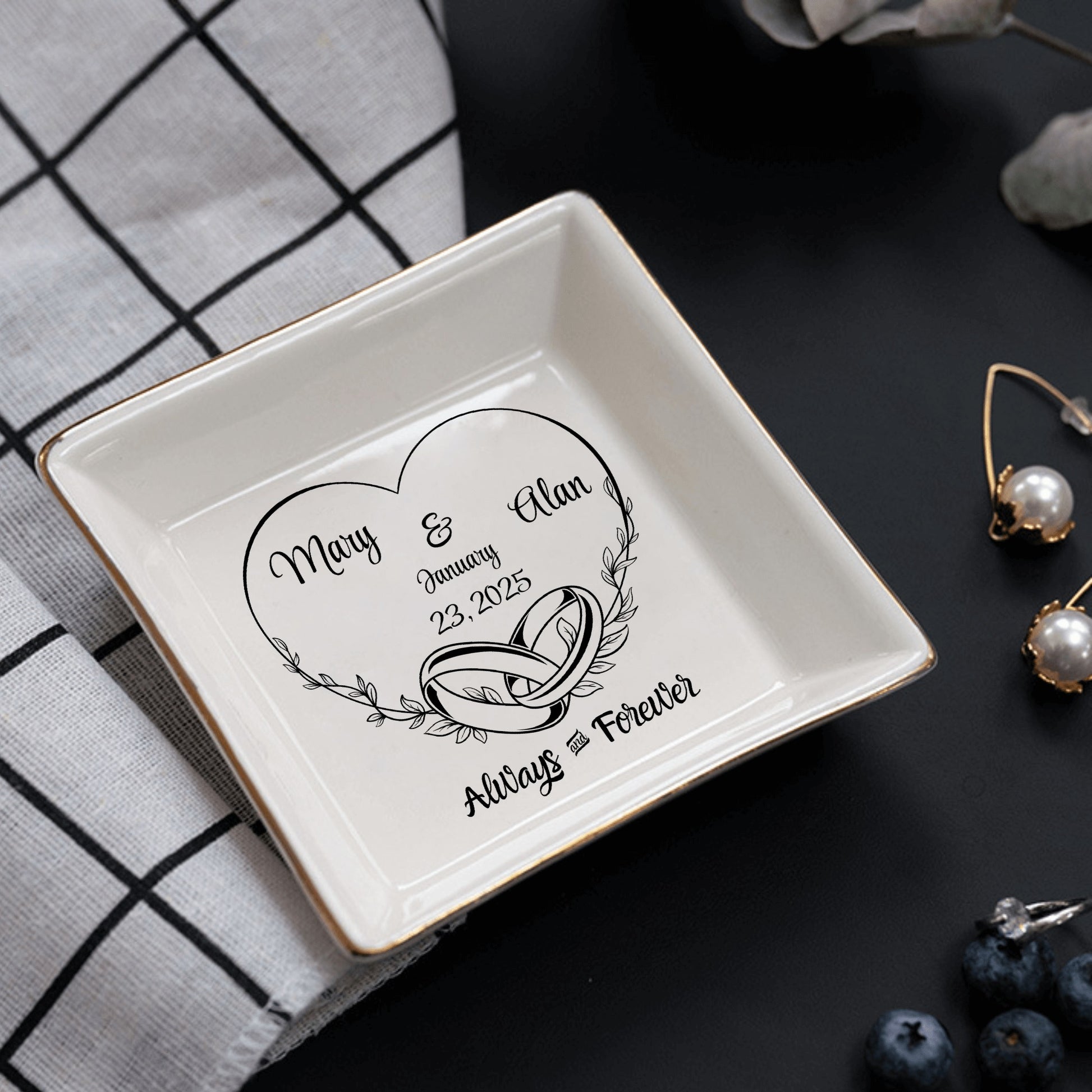Ceramic Square Plates, Weddings Day Appetizers, Personalized Dinner Decor, Romantic Custom Plates, Table Setting Gift by popcustoms