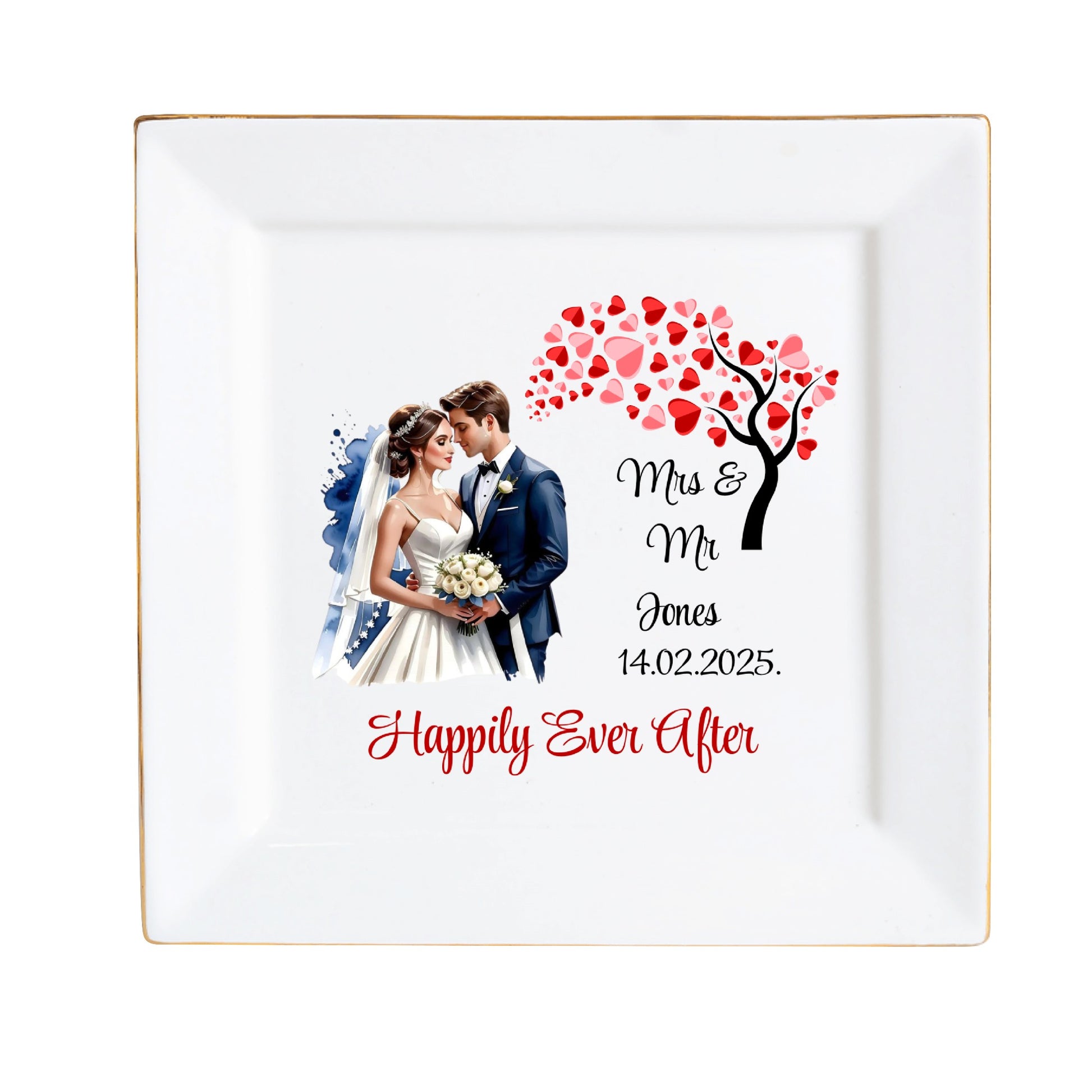 Personalized Ceramic Square Plates – Wedding Day Appetizer & Romantic Dinner Table Decor by popcustoms