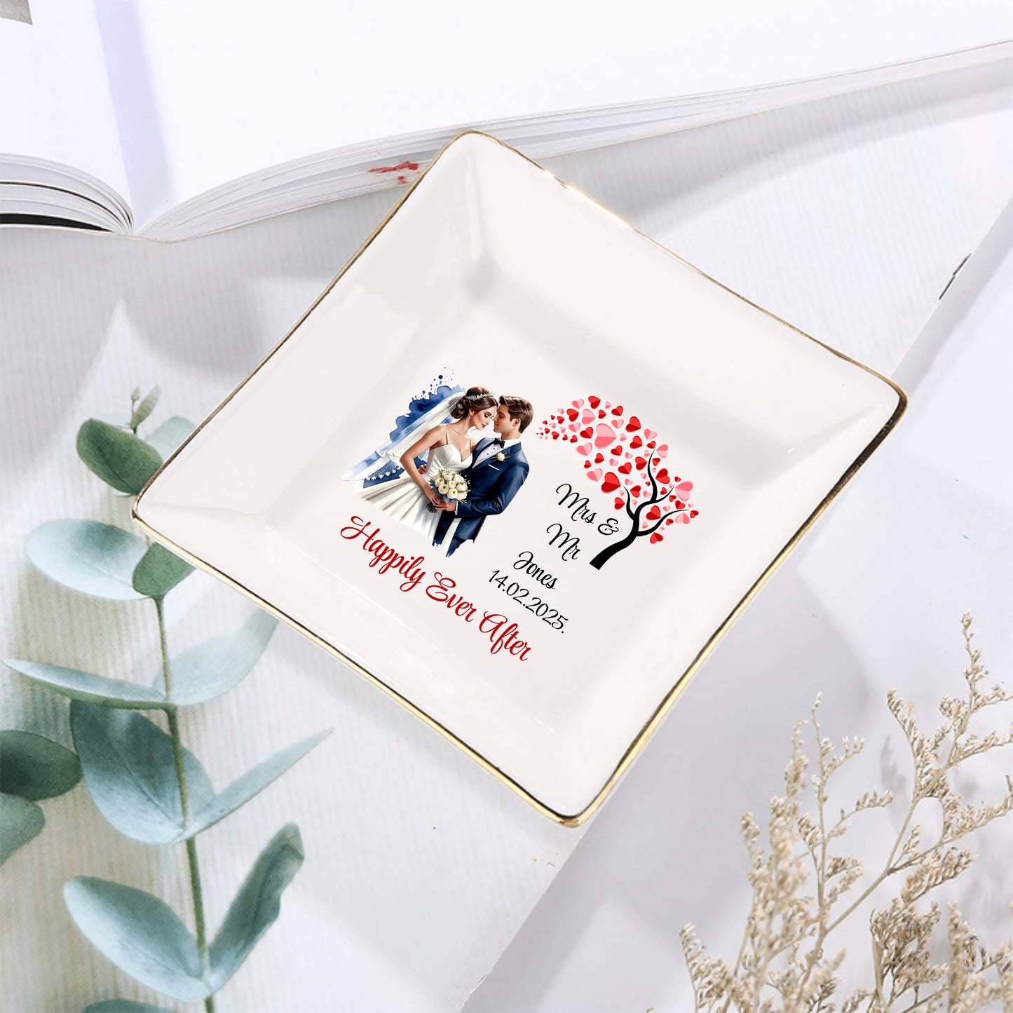 Personalized Ceramic Square Plates – Wedding Day Appetizer & Romantic Dinner Table Decor by popcustoms