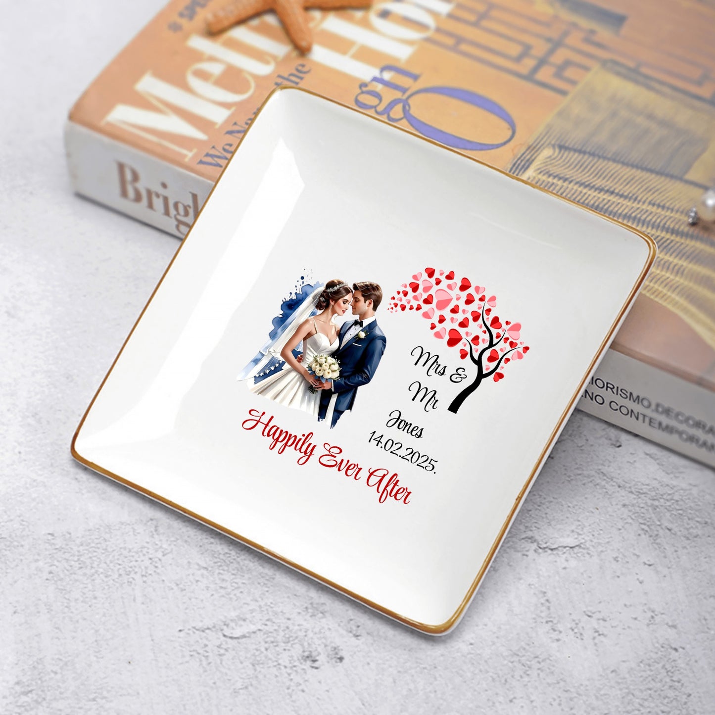 Personalized Ceramic Square Plates – Wedding Day Appetizer & Romantic Dinner Table Decor by popcustoms