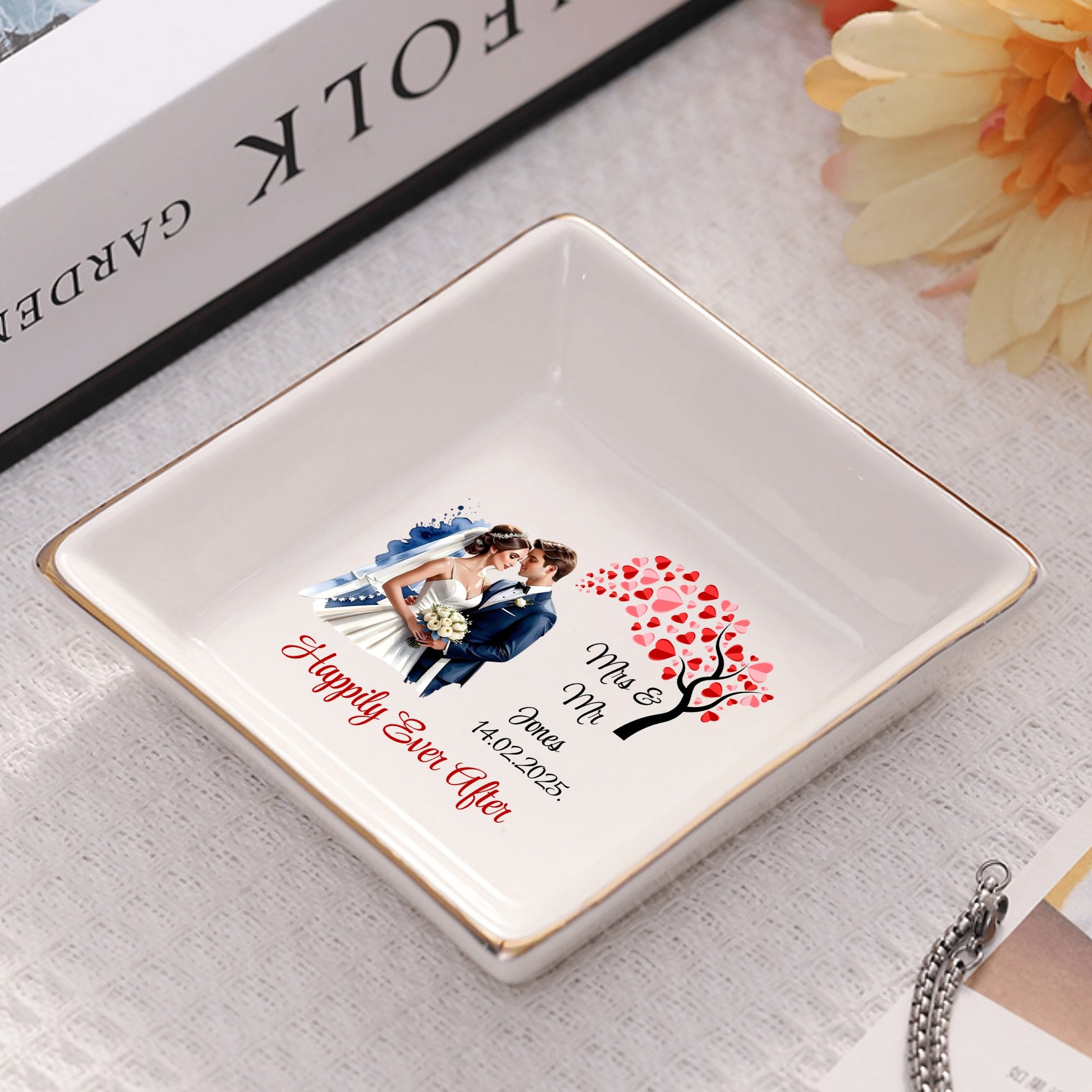 Personalized Ceramic Square Plates – Wedding Day Appetizer & Romantic Dinner Table Decor by popcustoms