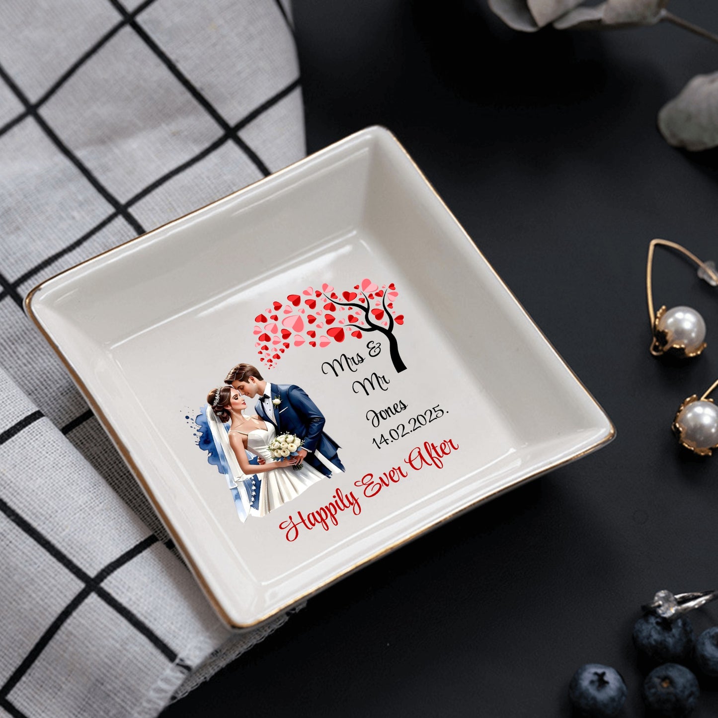 Personalized Ceramic Square Plates – Wedding Day Appetizer & Romantic Dinner Table Decor by popcustoms
