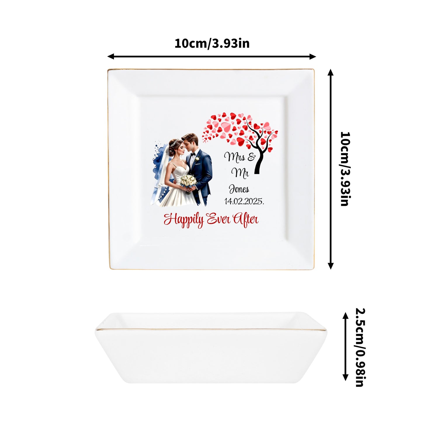 Personalized Ceramic Square Plates – Wedding Day Appetizer & Romantic Dinner Table Decor by popcustoms