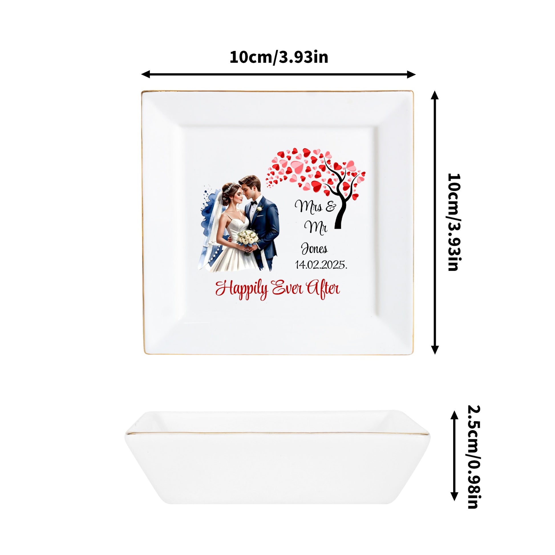 Personalized Ceramic Square Plates – Wedding Day Appetizer & Romantic Dinner Table Decor by popcustoms