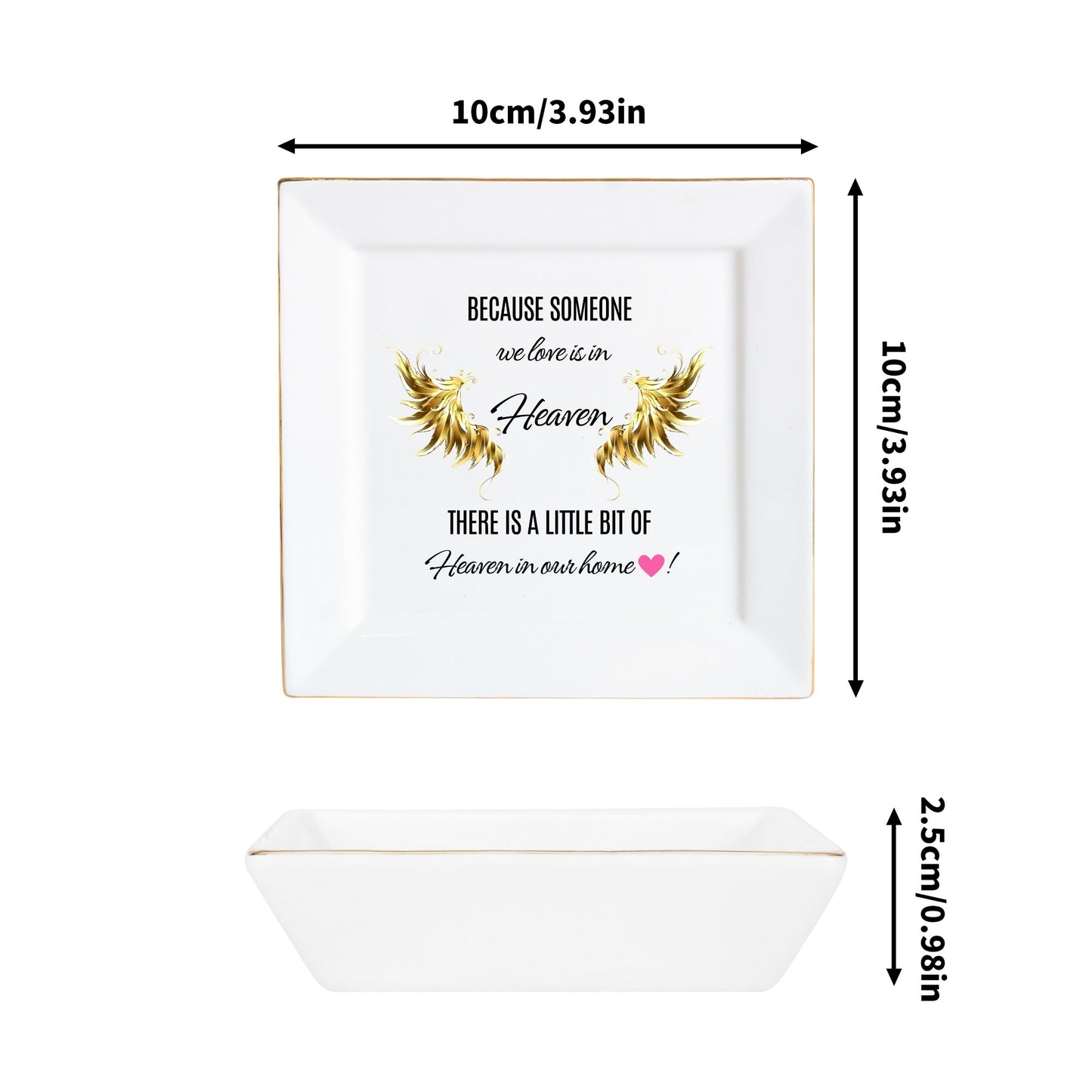 Personalized Memorial Ceramic Square Plate – “Because Someone We Love Is in Heaven” Tribute Decor by popcustoms