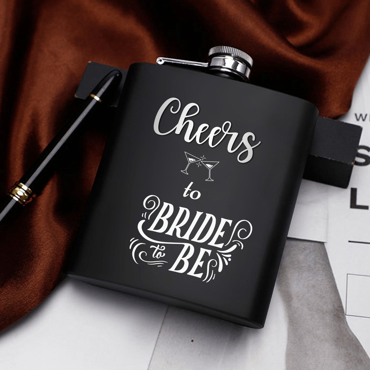 Cheers to the Bride-to-Be – Personalized Flask Gift Set for Bachelorette Party or Bridal Shower by popcustoms