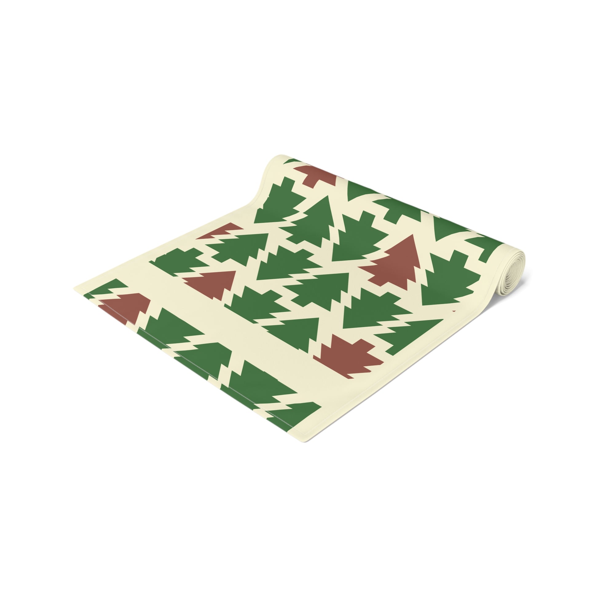 Christmas Trees Red Green Table Runner, Holiday Table Decor, Holiday Dinner Accessories - Cotton, Poly, Festive Table Linens, Christmas Home by Printify