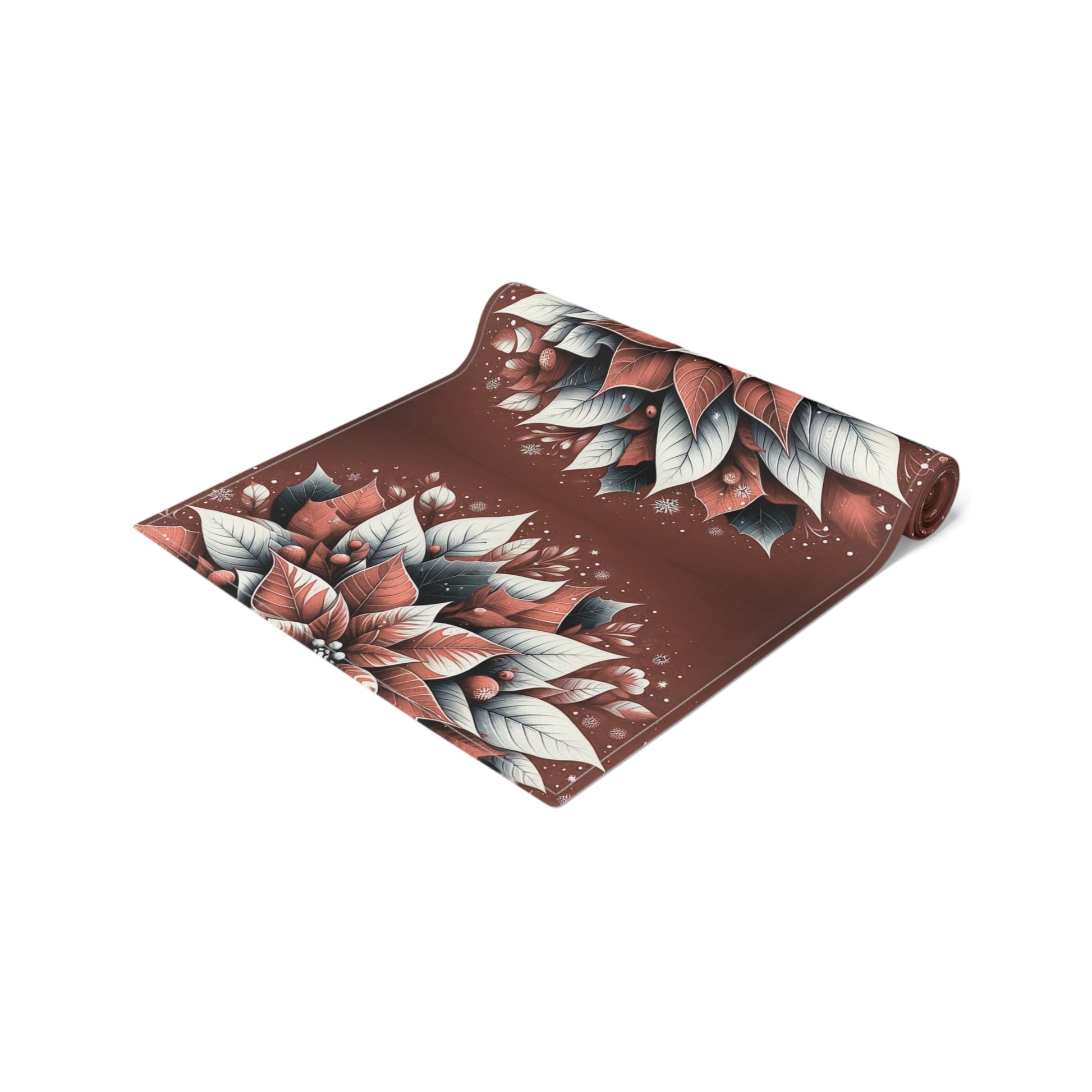 Christmas Table Runner Poinsettia - Cotton, Poly. Holiday Decor, Festive Home Dining, Kitchen Decor, Christmas Party Supplies, Seasonal by Printify