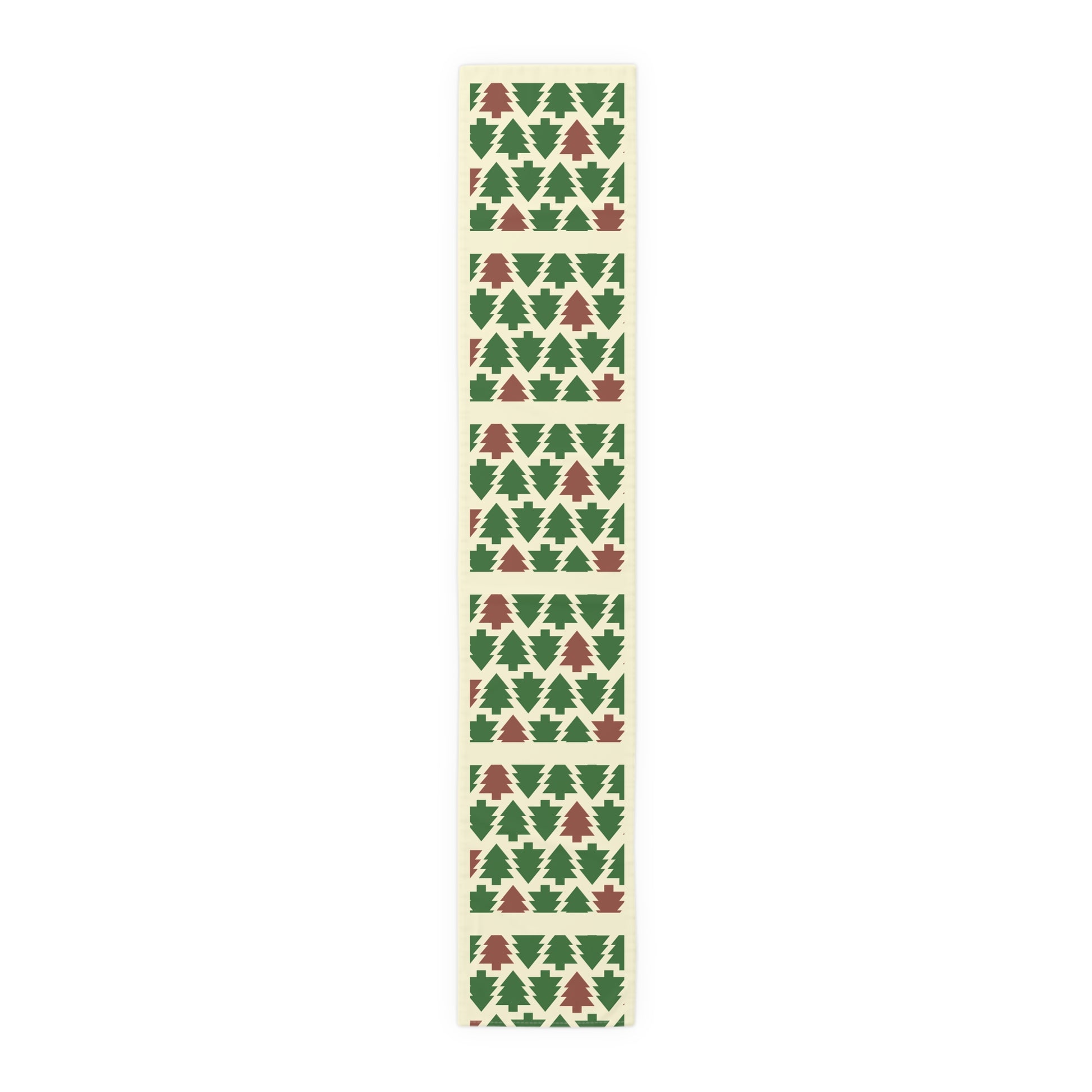 Christmas Trees Red Green Table Runner, Holiday Table Decor, Holiday Dinner Accessories - Cotton, Poly, Festive Table Linens, Christmas Home by Printify