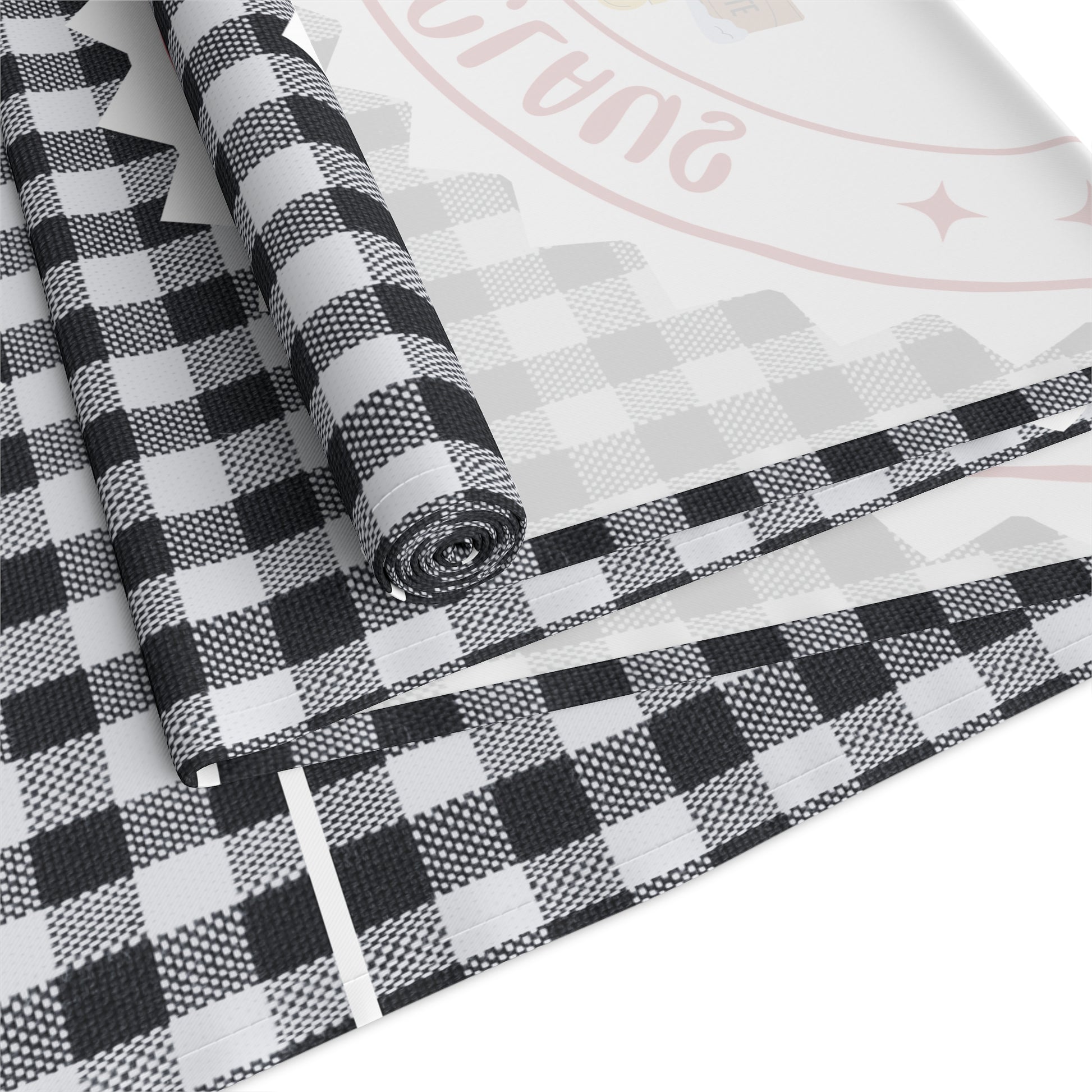 Christmas Table Runner, Festive Holiday Decor, Cotton Poly Blend, Red and White Christmas Decoration, Dining Table Linens, Xmas Kitchen by Printify