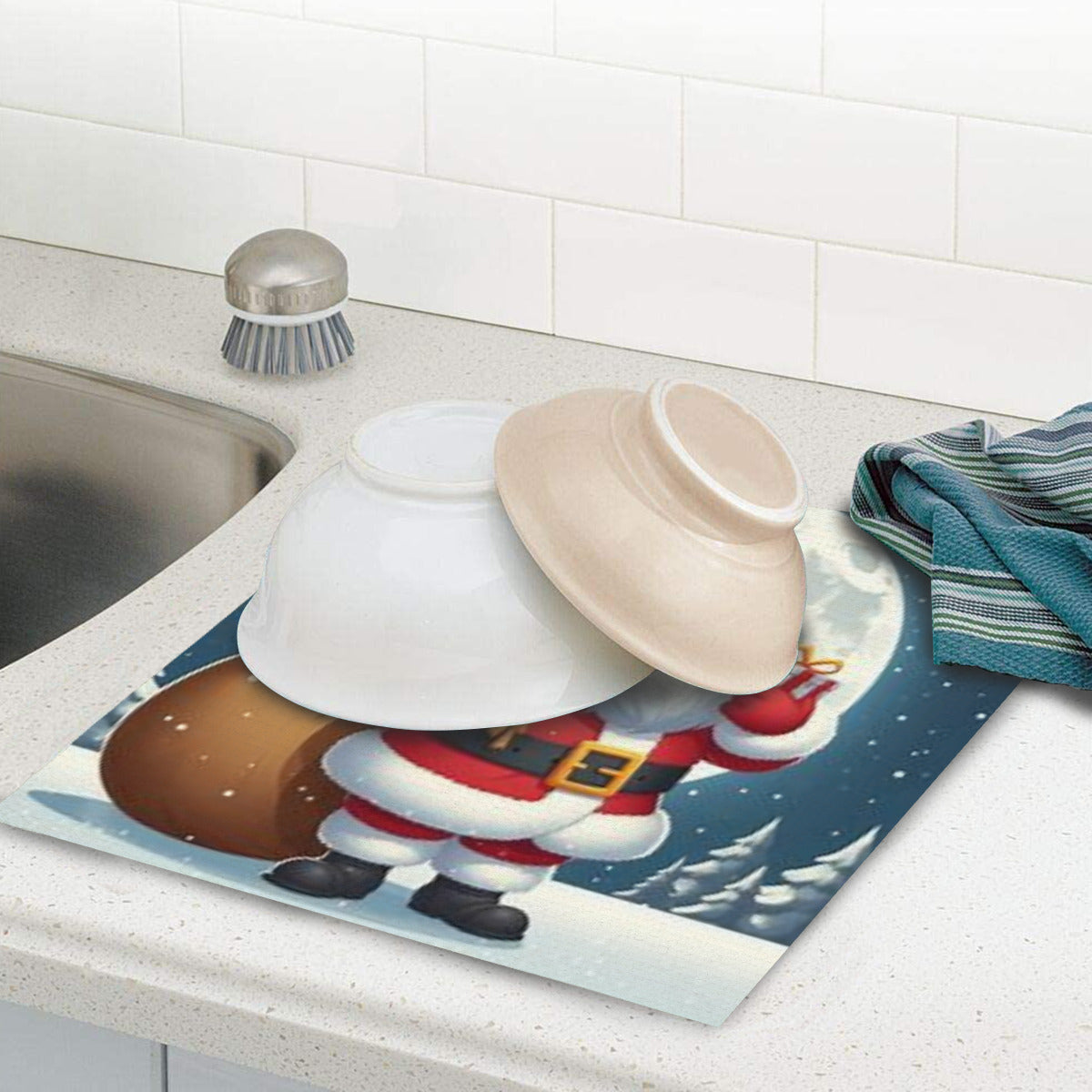Absorbent material kitchen drying pad Christmas Santa Claus decoration by ChristmasLoving.Shop
