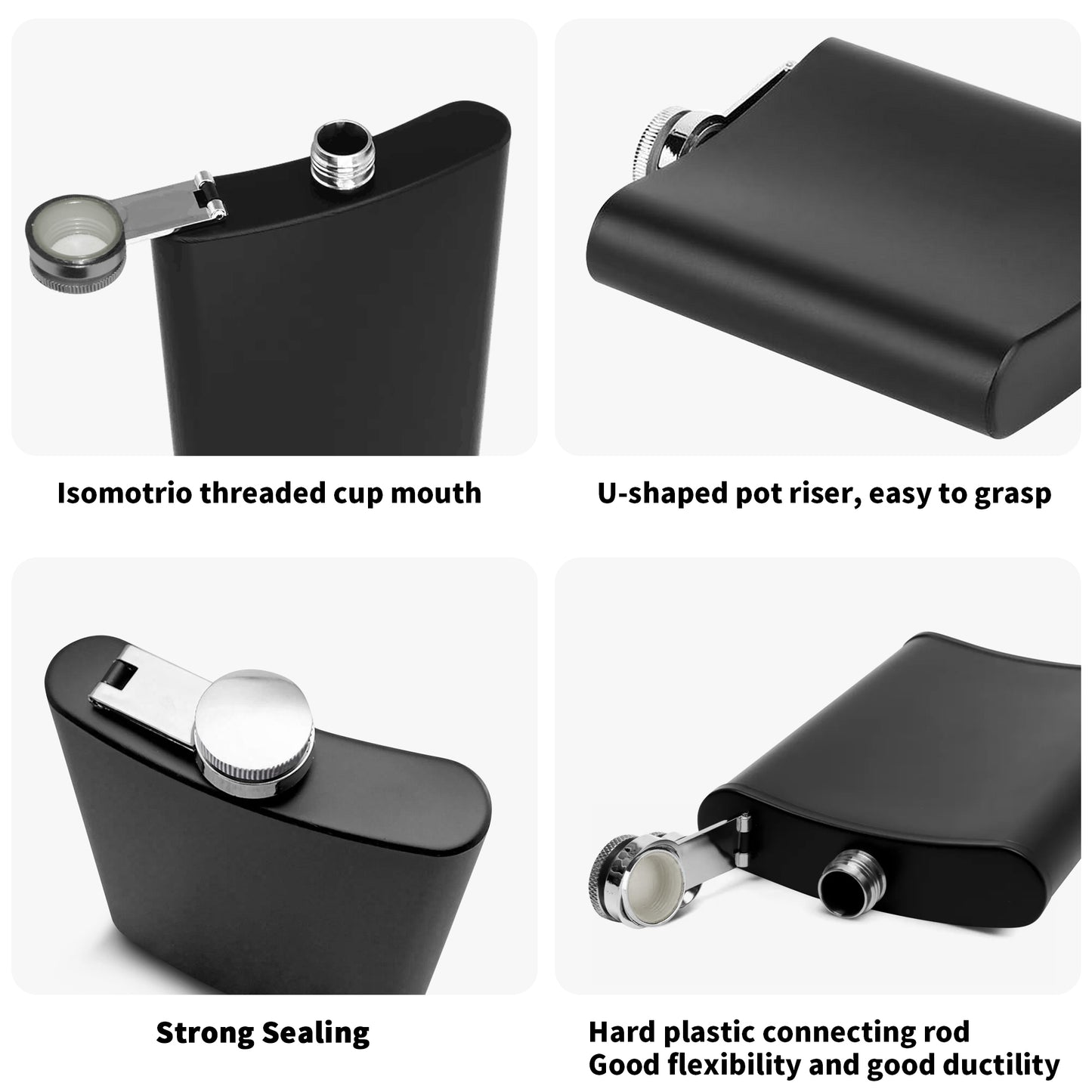 Personalized Groomsman Hip Flask Set – 7oz Black Stainless Steel with Gift Box & Custom Engraving by popcustoms