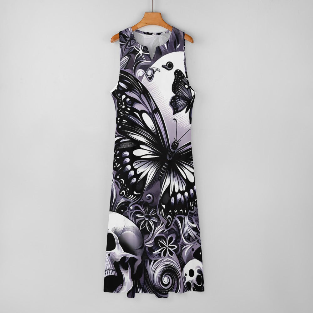Long dress Skuls and Butterflies by Inkedjoy