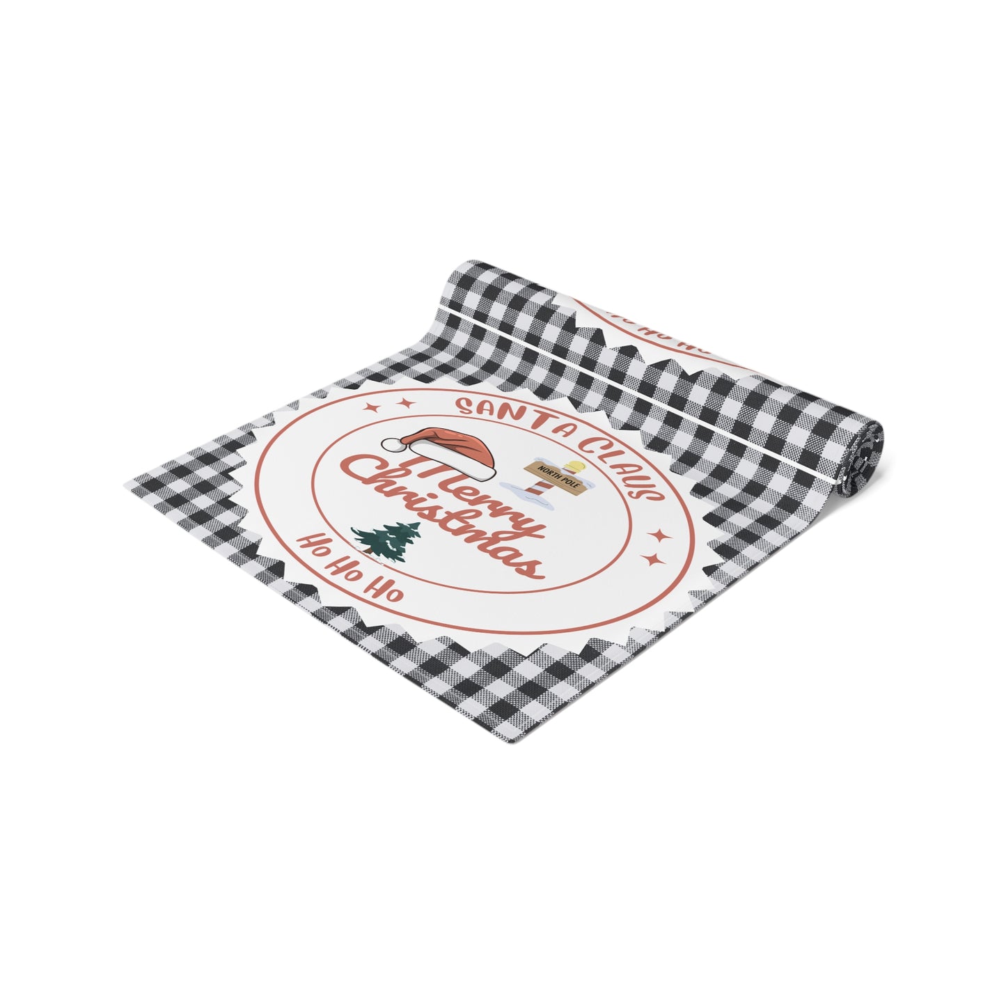 Christmas Table Runner, Festive Holiday Decor, Cotton Poly Blend, Red and White Christmas Decoration, Dining Table Linens, Xmas Kitchen by Printify