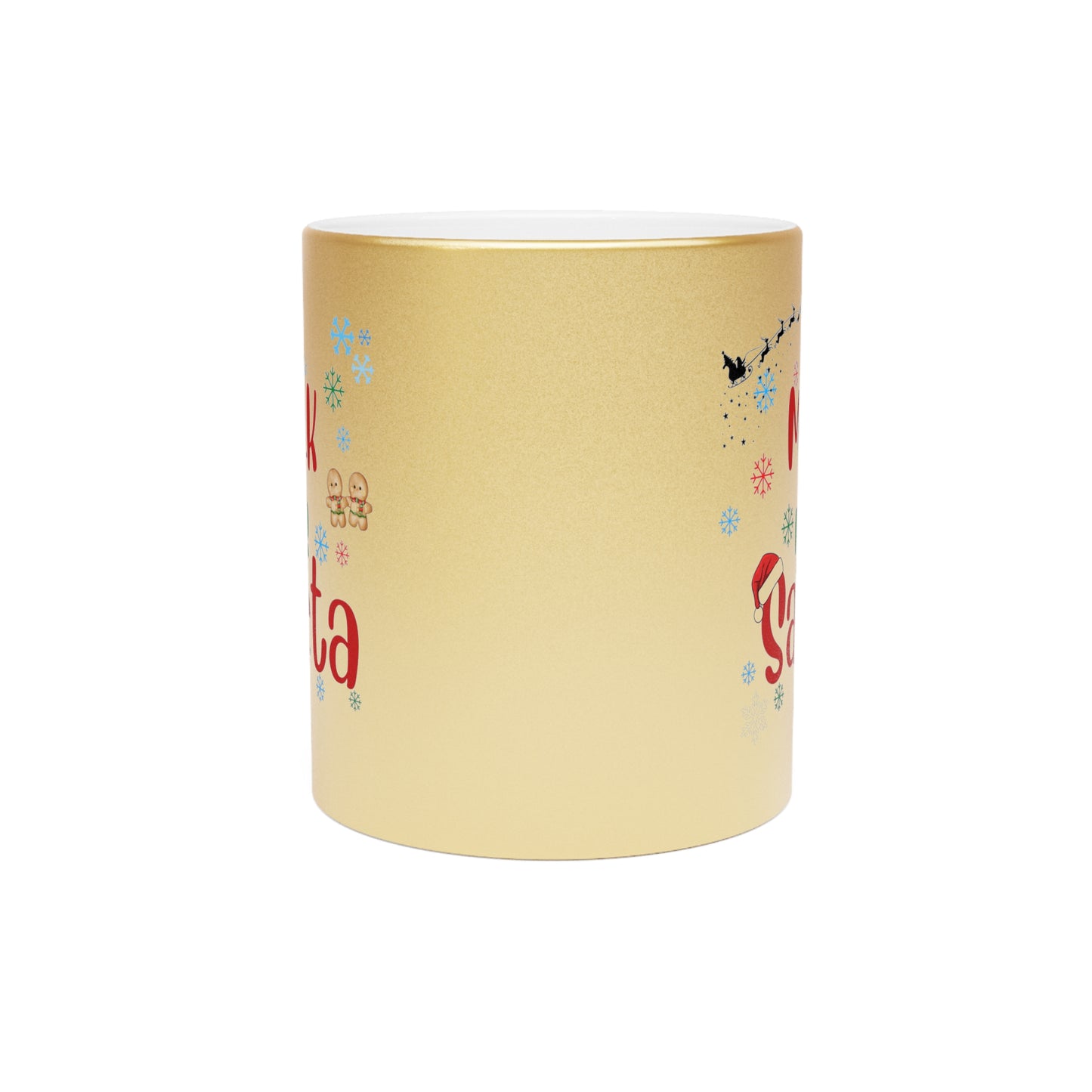 Metallic Mug, Santa Milk Mug, Christmas Gift, Silver Gold Mug, Holiday Mug, Festive Drinkware, Kitchen Decor by Printify