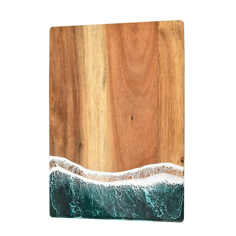 Acacia Wood and New Resin Cutting Board Wave Spliced Design Kitchen Fruit and Steak Board for Chopping Rectangle Wooden Boards by eprolo