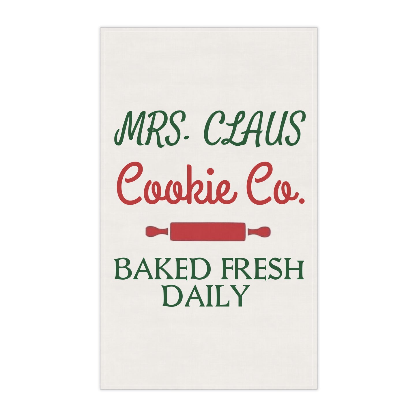 Mrs Claus Cookie Co Tea Towels, Christmas Kitchen Decor, Baked Fresh Daily, Holiday Hostess Gift, Cotton Poly Dish Towels by Printify