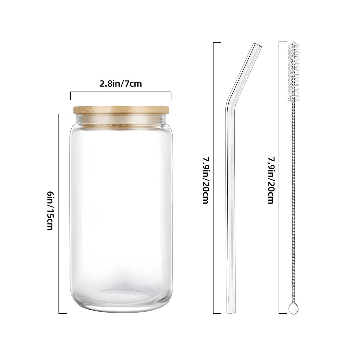 Personalized Glass Tumbler with Straw & Bamboo Lid  (16oz) JewelryLuxeUS.Shop