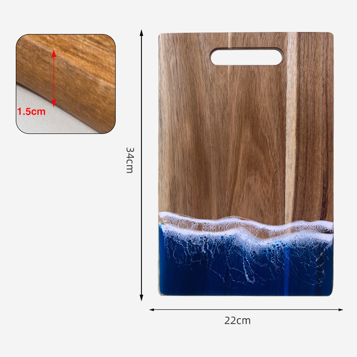 Wood Cutting Board Resin Blue green Wave Pattern by eprolo