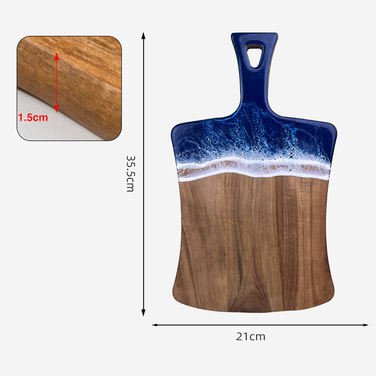 Wood Cutting Board Resin Blue green Wave Pattern by eprolo