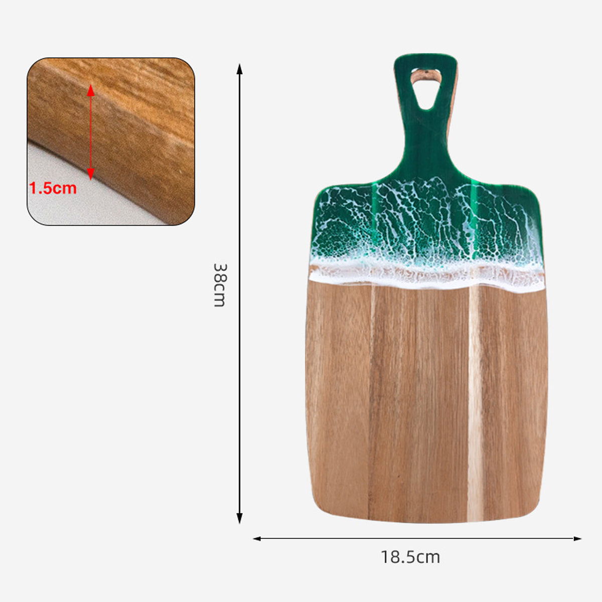 Wood Cutting Board Resin Blue green Wave Pattern by eprolo