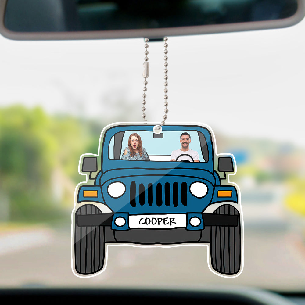 Personalized Off Road Car Photo Hanging Ornament - Blue, Double-Sided, Acrylic
