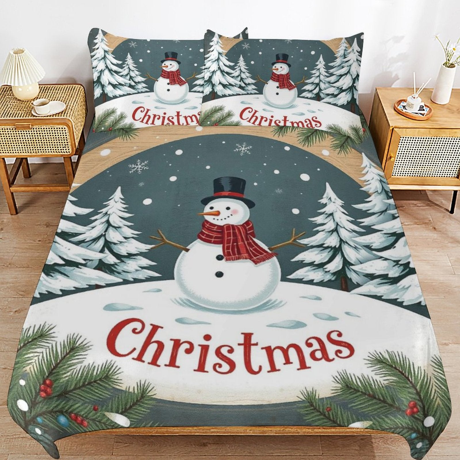 Christmas 3-Piece Bedding Set-90"x90"/ 229x229cm (Dual-sided Printing) by SALE-Personal Design