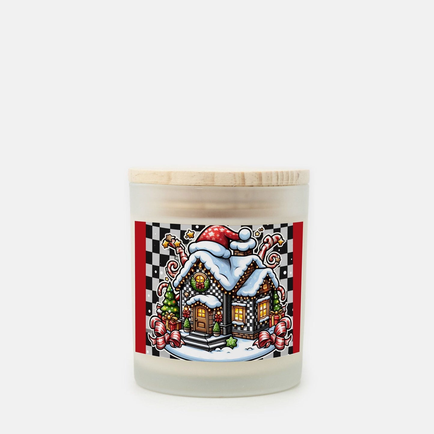 Candle Frosted Glass (Hand Poured 11 oz) Christmas House by ChristmasLoving.Shop