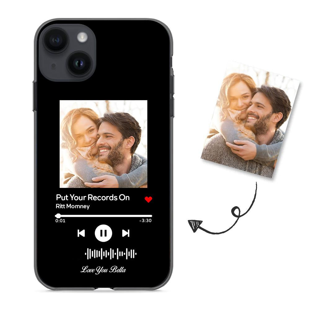 Custom Scannable Music Code Glass iPhone Cases with Picture by Inkedjoy